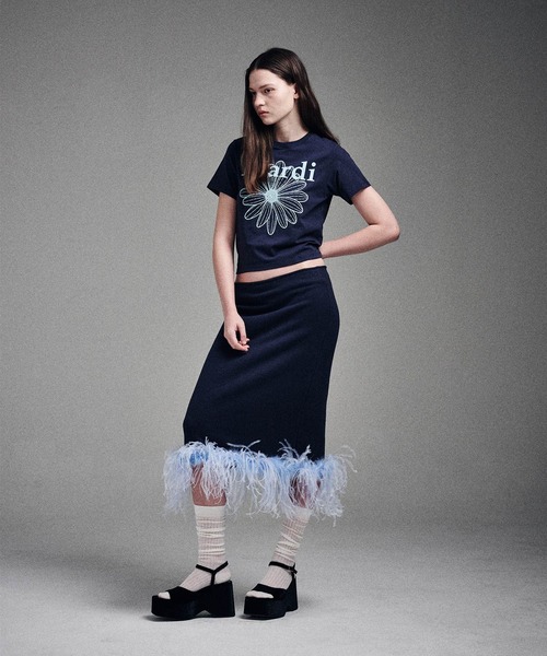 大人気 MARDI Mercredi Tシャツとロングスカート SLIM TSHIRT FLOWERMARDI（Tシャツ/カットソー）｜Mardi Mercredi