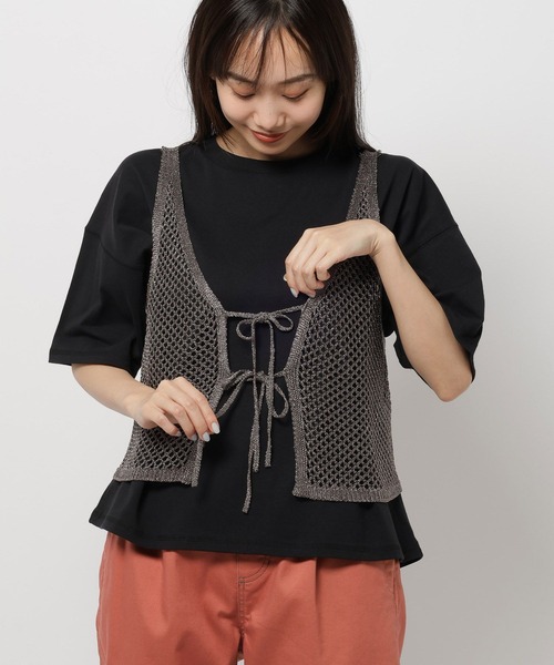 niko and...(ニコアンド)の「キラキラメッシュキャミソール(キャミソール・レディース・ライトグレー/チャコール/ブラック・FREE)」の21枚目の写真