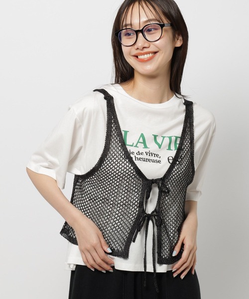 niko and...(ニコアンド)の「キラキラメッシュキャミソール(キャミソール・レディース・ライトグレー/チャコール/ブラック・FREE)」の17枚目の写真