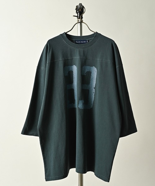many men many mind（メニーメンメニーマインド）の「many men many mind /ピグメント ナンバリングプリント5分袖TEE（Tシャツ/カットソー・メンズ・ベージュ/ブルー/ブラック・LARGE/MEDIUM）」の3枚目の写真