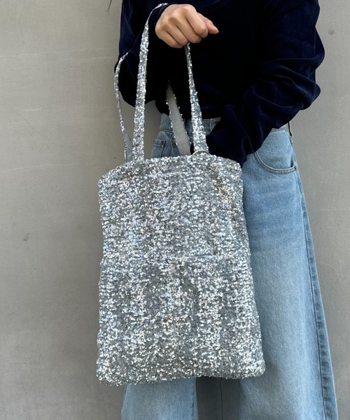 CIAOPANIC TYPY（チャオパニックティピー）の「新色登場！！≪よもセレクト！≫【A4サイズ対応】カラビナ付きスパンコールトートバッグ（トートバッグ・レディース・ホワイト/ブラック/ミント/シルバー/グレー/ブラウン・ONE SIZE）」の7枚目の写真