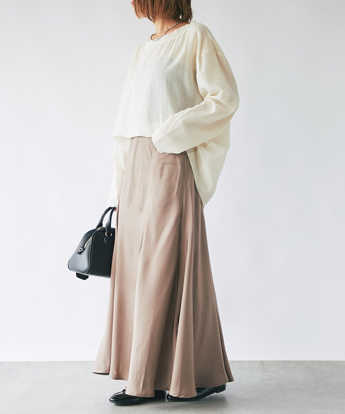 un dix cors（アンディコール）の「《コーデの幅を広げる》ルーズネックシアープルオーバー（シャツ/ブラウス・レディース・チャコールグレー/カーキ/アイボリー・FREE）」の10枚目の写真