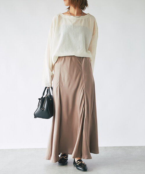 un dix cors（アンディコール）の「《コーデの幅を広げる》ルーズネックシアープルオーバー（シャツ/ブラウス・レディース・チャコールグレー/カーキ/アイボリー・FREE）」の12枚目の写真