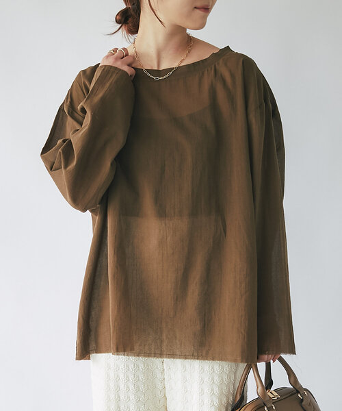 un dix cors（アンディコール）の「《コーデの幅を広げる》ルーズネックシアープルオーバー（シャツ/ブラウス・レディース・チャコールグレー/カーキ/アイボリー・FREE）」の19枚目の写真
