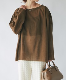 un dix cors | 《コーデの幅を広げる》ルーズネックシアープルオーバー(シャツ/ブラウス)