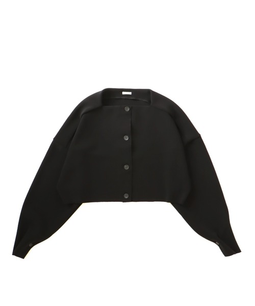 DRESSLAVE（ドレスレイブ）の「high gauge knit bonding midrif jacket(ハイゲージニットボンディングミドリフ丈ジャケット)（カーディガン/ボレロ・レディース・ブラック/ホワイト・38）」の2枚目の写真