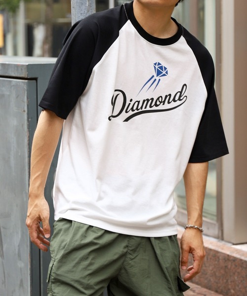 ZIP FIVE(ジップファイブ)の「【ZIP FIVE】【DIAMOND】 チームロゴ風 ビッグシルエット ラグラン 半袖プリント Tシャツ(Tシャツ/カットソー・メンズ・ホワイト/オートミール/ブラック/ホワイト×ブラック/ブルー/アイボリー系・MEDIUM/LARGE/X-LARGE)」の11枚目の写真