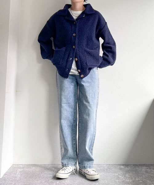 fredy emue（フレディエミュ）の「箔プリントラインデニムパンツ（デニムパンツ・レディース・グレイッシュブルー・38/36）」の2枚目の写真