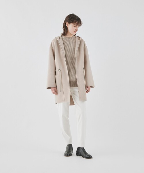 ギャルリーヴィー✨ウールダブルフェイスフーデットコート　人気完売品　グレー 送料無料】ウールカシミヤダブルフェイス フーデットコート