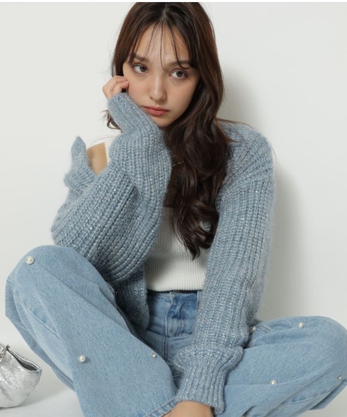 Rirandture（リランドチュール）の「キラふわニットカーディガン（ニット/セーター・レディース・ライトグレー/ピンク/ホワイト/ブルー・2/1）」の13枚目の写真