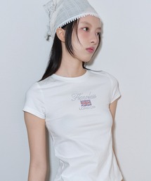 FLAG RHINESTONE CROP TEE/フラッグラインストーンクロップT