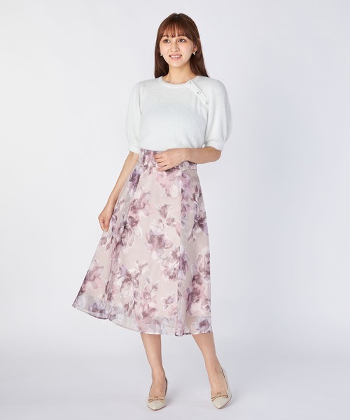 LAISSE PASSE(レッセパッセ)の「クラシカルフラワープリントスカート(スカート・レディース・ダークグレー/ライトベージュ・SMALL/MEDIUM)」の12枚目の写真