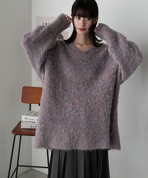 forksy.(フォルクシー)の「【forksy.】メランジブークレニットプルオーバー(ニット/セーター・レディース・パープル/ブラウン/グレー・FREE)」の5枚目の写真