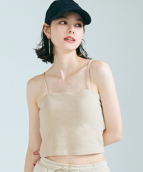 coca(coca)(コカ)の「カップ付きショート丈リブキャミソール(キャミソール・レディース・ライトベージュ/ブラック・L/S/M)」の10枚目の写真