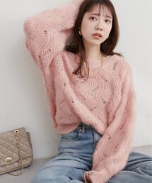 【Web限定】ふわふわ透かしニット