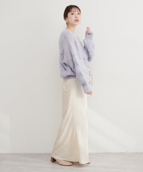 natural couture(ナチュラルクチュール)の「【Web限定】ふわふわ透かしニット(ニット/セーター・レディース・グレー/アイボリー/サックスブルー/ベージュ/ピンク・FREE)」の10枚目の写真