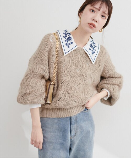 natural couture(ナチュラルクチュール)の「【Web限定】ふわふわ透かしニット(ニット/セーター・レディース・グレー/アイボリー/サックスブルー/ベージュ/ピンク・FREE)」の20枚目の写真