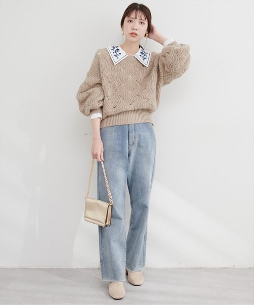 natural couture(ナチュラルクチュール)の「【Web限定】ふわふわ透かしニット(ニット/セーター・レディース・グレー/アイボリー/サックスブルー/ベージュ/ピンク・FREE)」の19枚目の写真