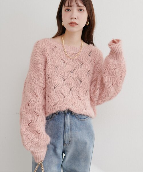 セール】【Web限定】ふわふわ透かしニット（ニット/セーター