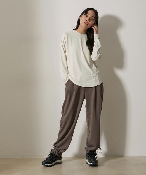 NERGY（ナージー）の「【skin wear】UV＆接触冷感＆保湿加工 Airy jerseyイージータックパンツ（その他パンツ・レディース・イエロー/ブラウン・M/S）」の3枚目の写真