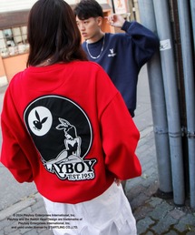 【PLAYBOY】 ラビットヘッドボール 裏起毛 長袖 スウェット トレーナー