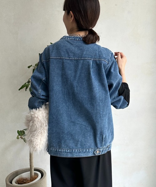 DouDou（ドゥドゥ）の「【WEB限定】デニム×カットソープルオーバー（Tシャツ/カットソー・レディース・ブラック/グレー・FREE）」の16枚目の写真