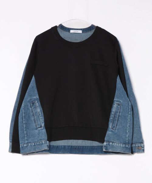 DouDou（ドゥドゥ）の「【WEB限定】デニム×カットソープルオーバー（Tシャツ/カットソー・レディース・ブラック/グレー・FREE）」の9枚目の写真