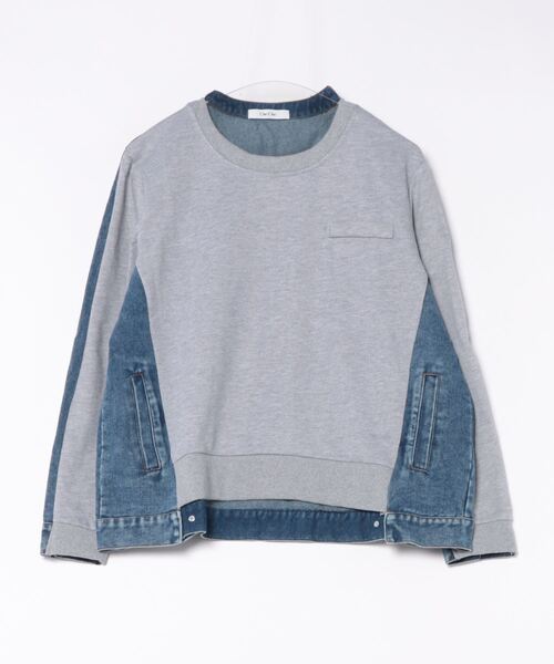 DouDou（ドゥドゥ）の「【WEB限定】デニム×カットソープルオーバー（Tシャツ/カットソー・レディース・ブラック/グレー・FREE）」の10枚目の写真