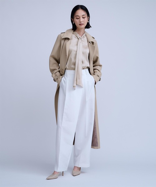 M*)様 Usaato うさとの服 ストライプ ハイネック 長袖 ブラウス サテンストライプハイネックボウタイブラウス（シャツ/ブラウス