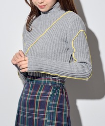 【MAISON BREEZE reveur】メロー配色ニットタートルネックニット DTK