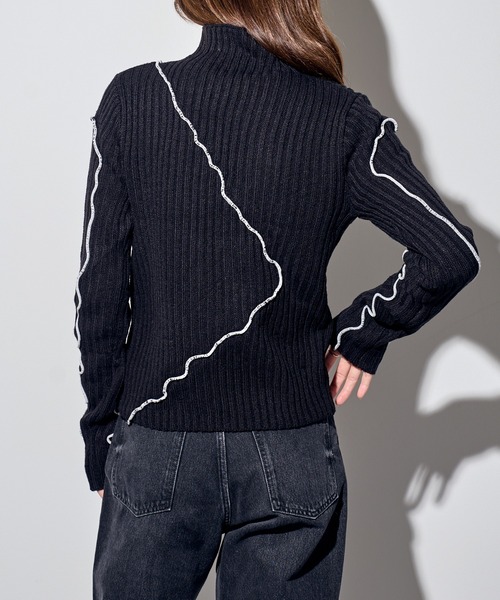 MAISON BREEZE reveur(メゾンブリーズレヴール)の「【MAISON BREEZE reveur】メロー配色ニットタートルネックニット DTK(ニット/セーター・レディース・ブラック/グレー/ブラウン/アイボリー・FREE)」の5枚目の写真