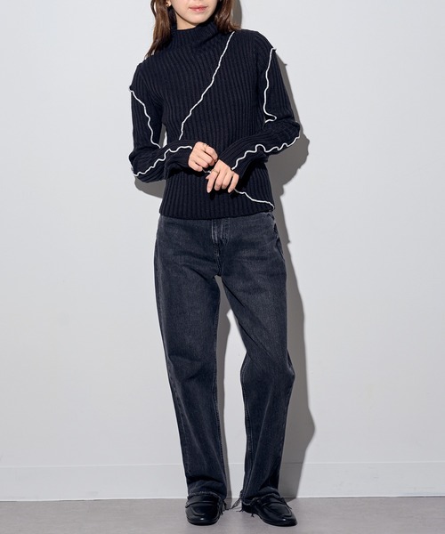 MAISON BREEZE reveur(メゾンブリーズレヴール)の「【MAISON BREEZE reveur】メロー配色ニットタートルネックニット DTK(ニット/セーター・レディース・ブラック/グレー/ブラウン/アイボリー・FREE)」の6枚目の写真