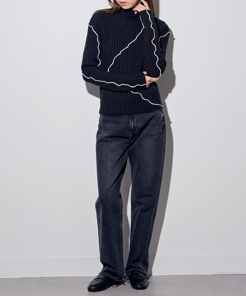 MAISON BREEZE reveur(メゾンブリーズレヴール)の「【MAISON BREEZE reveur】メロー配色ニットタートルネックニット DTK(ニット/セーター・レディース・ブラック/グレー/ブラウン/アイボリー・FREE)」の7枚目の写真
