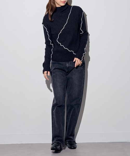 MAISON BREEZE reveur(メゾンブリーズレヴール)の「【MAISON BREEZE reveur】メロー配色ニットタートルネックニット DTK(ニット/セーター・レディース・ブラック/グレー/ブラウン/アイボリー・FREE)」の8枚目の写真