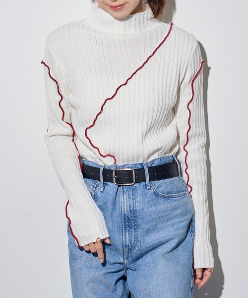 MAISON BREEZE reveur(メゾンブリーズレヴール)の「【MAISON BREEZE reveur】メロー配色ニットタートルネックニット DTK(ニット/セーター・レディース・ブラック/グレー/ブラウン/アイボリー・FREE)」の12枚目の写真
