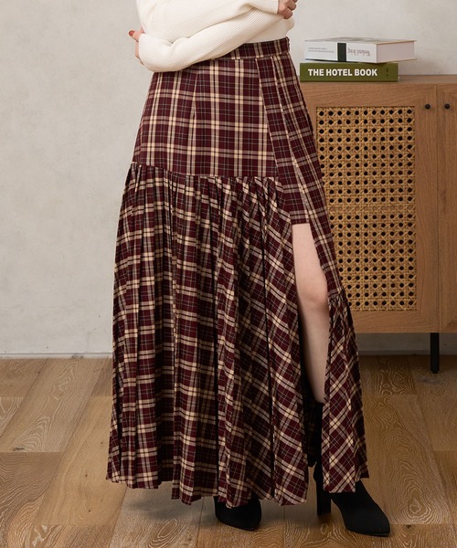 Bias Pleated Check Skirt / チェックバイアスプリーツスカート