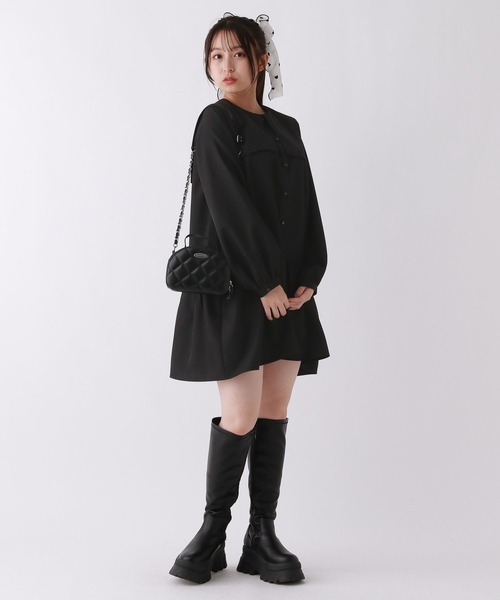 repipi armario（レピピ アルマリオ）の「スクエアネックティアードワンピース（ワンピース・キッズ・ブルー系その他/ブラック・SMALL/MEDIUM/LARGE）」の3枚目の写真