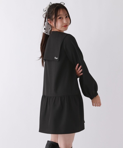 repipi armario（レピピ アルマリオ）の「スクエアネックティアードワンピース（ワンピース・キッズ・ブルー系その他/ブラック・SMALL/MEDIUM/LARGE）」の4枚目の写真