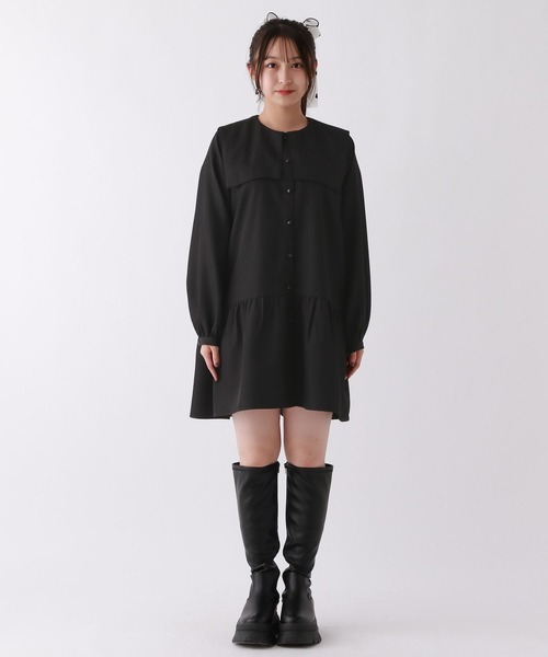 repipi armario（レピピ アルマリオ）の「スクエアネックティアードワンピース（ワンピース・キッズ・ブルー系その他/ブラック・SMALL/MEDIUM/LARGE）」の12枚目の写真