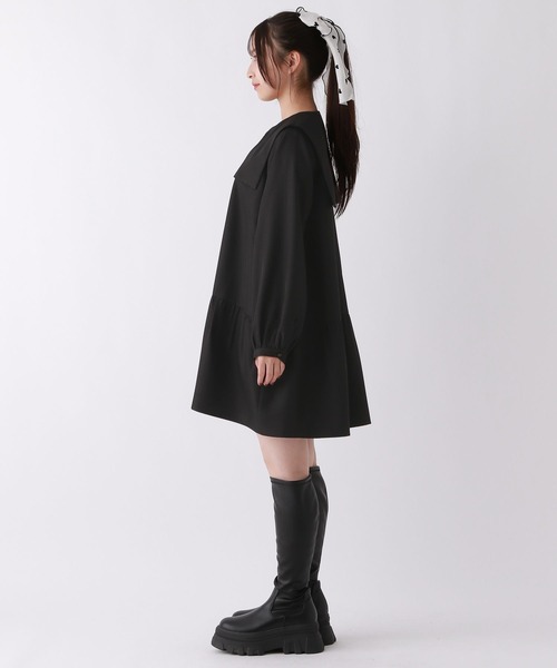 repipi armario（レピピ アルマリオ）の「スクエアネックティアードワンピース（ワンピース・キッズ・ブルー系その他/ブラック・SMALL/MEDIUM/LARGE）」の13枚目の写真