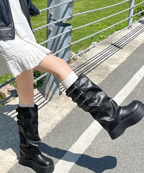 セール】選べる3タイプ ヴィンテージロングカバーブーツ（ジップ