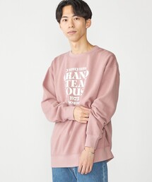 SHIPS: コットン ポリエステル プリント ライト クルーネック スウェット