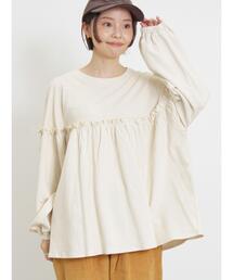 Samansa Mos2 | 【抗菌防臭】ミニ裏毛ギャザーカットソー(Tシャツ/カットソー)