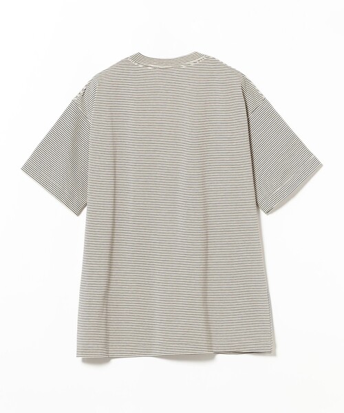 モコモコ　ホワイト/細目ボーダー A VONTADE / ミニボーダー ポケットTシャツ（Tシャツ/カットソー