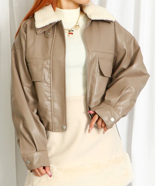 ヴィンテージ　スエード ボア襟 ブルゾン　ベージュ ヴィンテージ スエード ボア襟 ブルゾン ベージュ