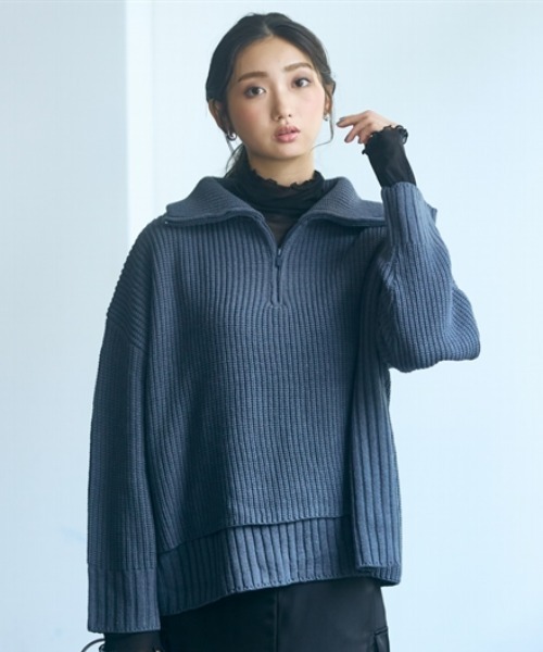 レザレクション ジップアップ ダークグレー セーター XLサイズ