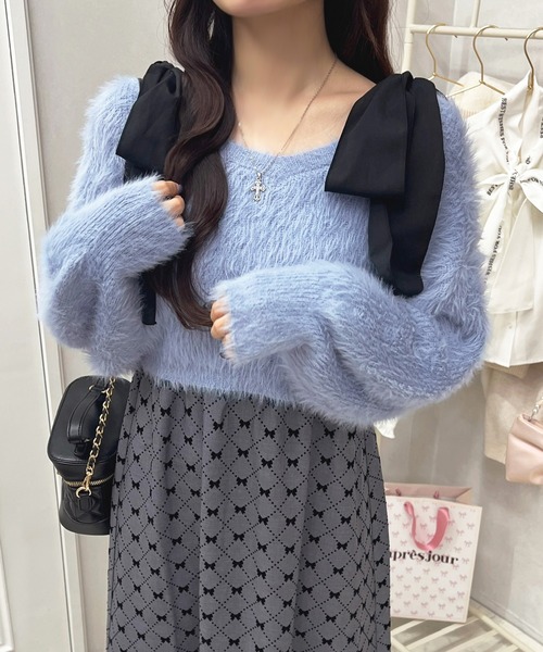 apres jour（アプレジュール）の「【7周年限定アイテム】ショートシャギーニット【カラバリ9色展開】【ZOZOTOWN限定アイテム】（ニット/セーター・レディース・イエロー/オレンジ/ラベンダー/ミント/レッド/ホワイト/ブラック/ベビーピンク/ライトブルー・フリー/X-LARGE）」の4枚目の写真