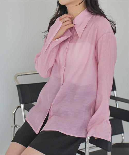 titivate（ティティベイト）の「デザイン襟シアーシャツ（シャツ/ブラウス・レディース・ネイビー/ピンク/アイボリー/ブルー・M/L/MP）」の15枚目の写真