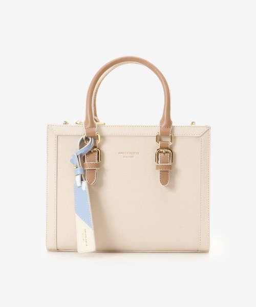 & chouette（アンドシュエット）の「新色パステルスクエアバッグ（ハンドバッグ・レディース・ブラック/モカ/グレイッシュベージュ/オフホワイト・FREE）」の2枚目の写真