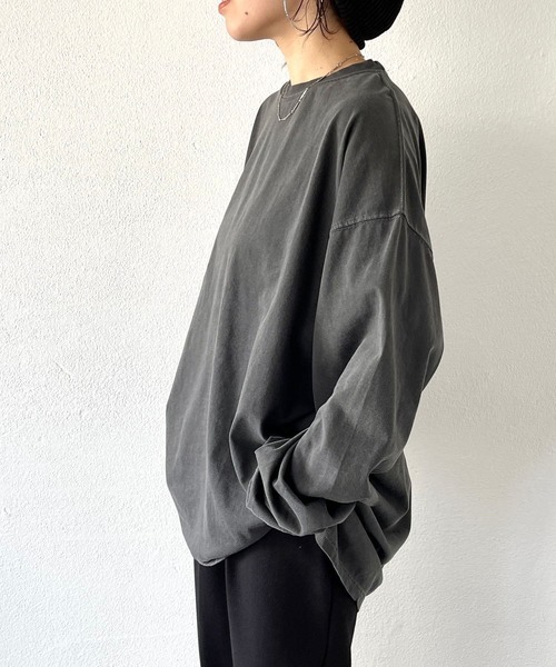 natto（ナット）の「vintage like loose silhouette long sleeve（Tシャツ/カットソー・メンズ・チャコール/グレー・FREE）」の22枚目の写真